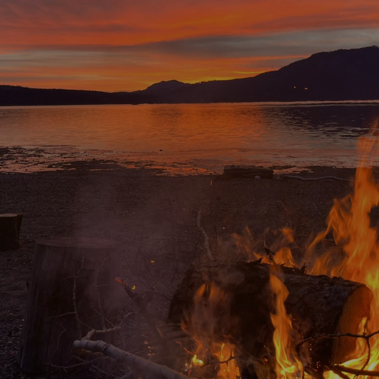 Fire camping lot sunset