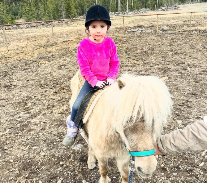 Little girl riding horse
