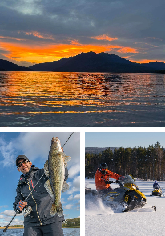 Mountain man catching fish