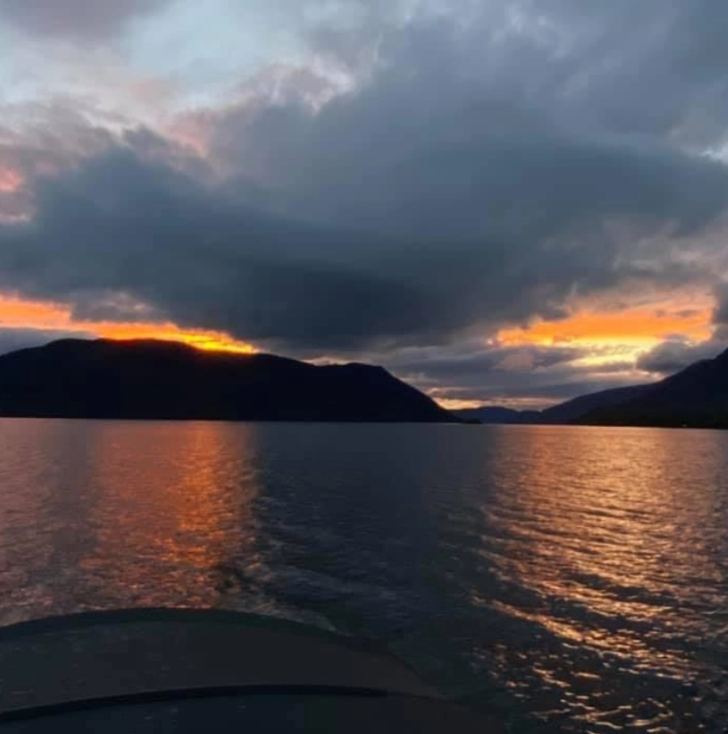 Mountains lake sunset