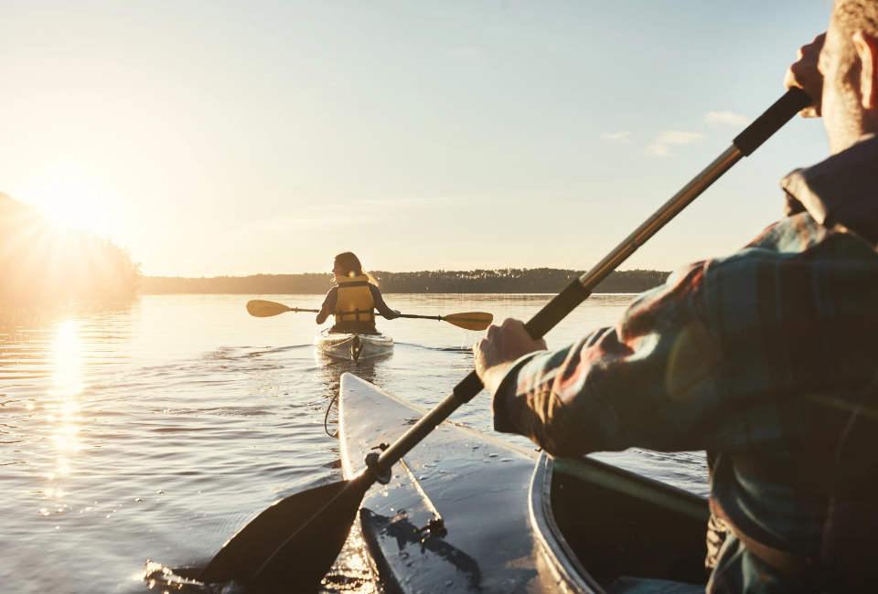 Two people doing kayak