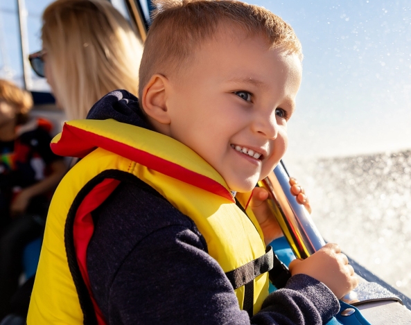 Boy wearing life jacket