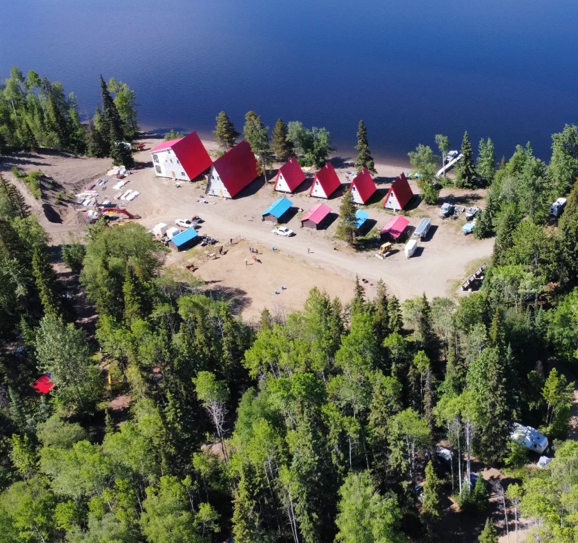 Aerial view of Sustutdene Eco Resort and Takla Lake