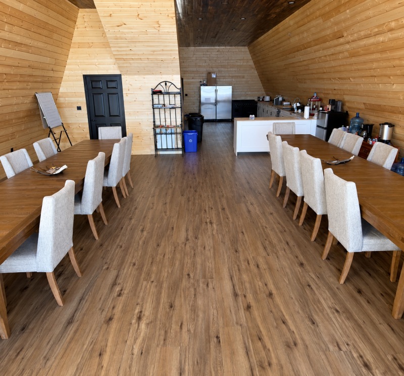 Interior seating area of the lodge at Sustutdene Eco Resort