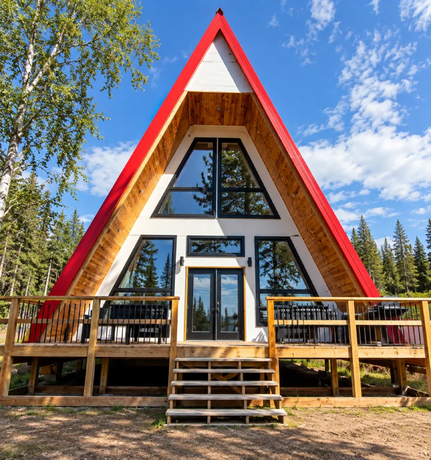 Lakefront A-frame cabin at Sustutdene Eco Resort